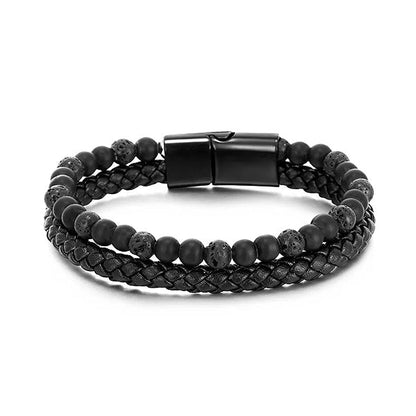 Natural Agate Stone Leather Beaded Bracelet(Limited time discount 🔥 last day)