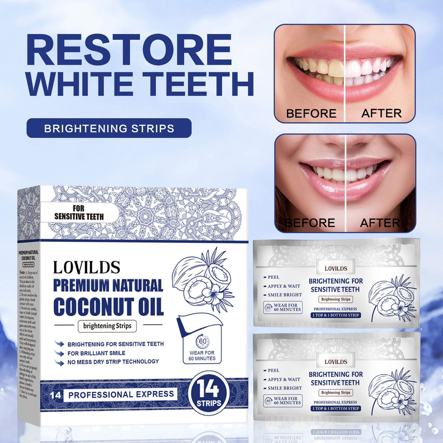 🔥60% OFF LOVILDS™ Remove yellow stains, whiten teeth, achieve quick whiteness. One-time whitening tooth patch for fast tooth whitening.